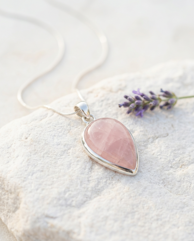 Colgante de cuarzo rosa